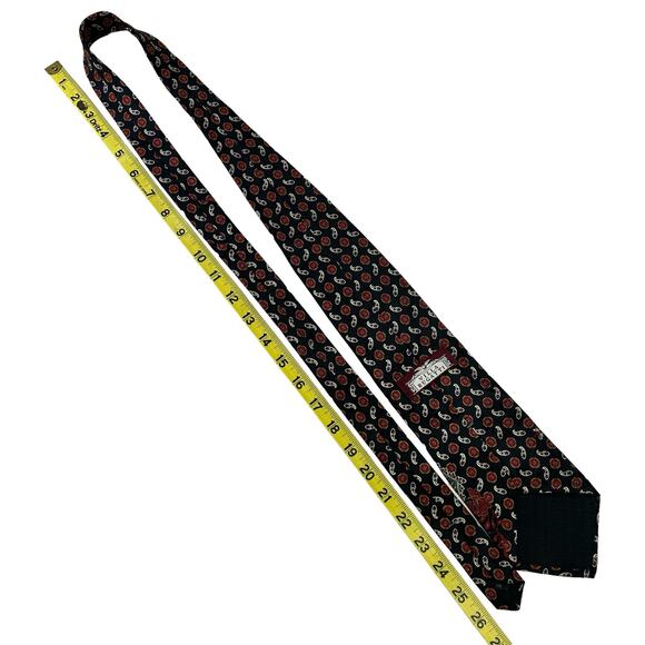 Villa Bugatti Neck Tie Italian Silk Black Red White Paisley Classic - Picture 5 of 8